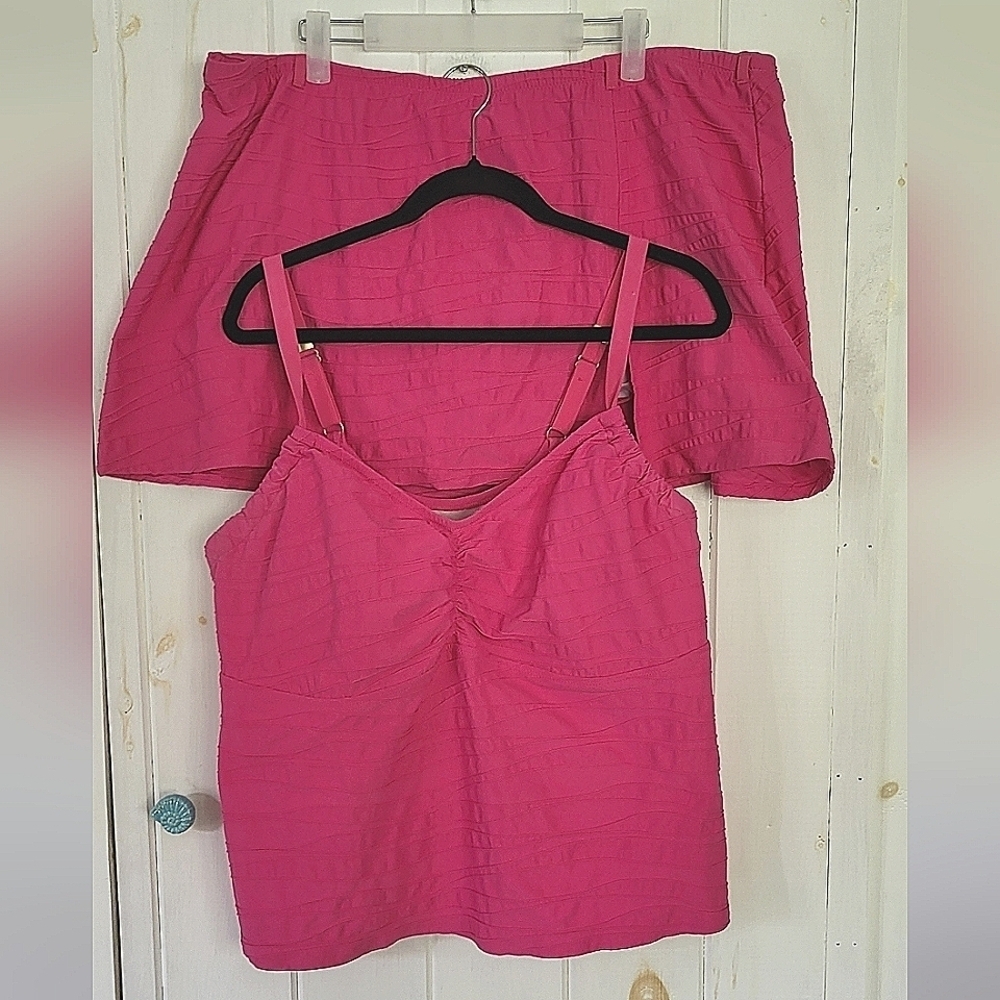 Lands End Textured Underwire Tankini Swim Skirt Bathingsuit Set